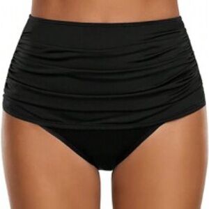 High-Waisted Black Bikini Bottom